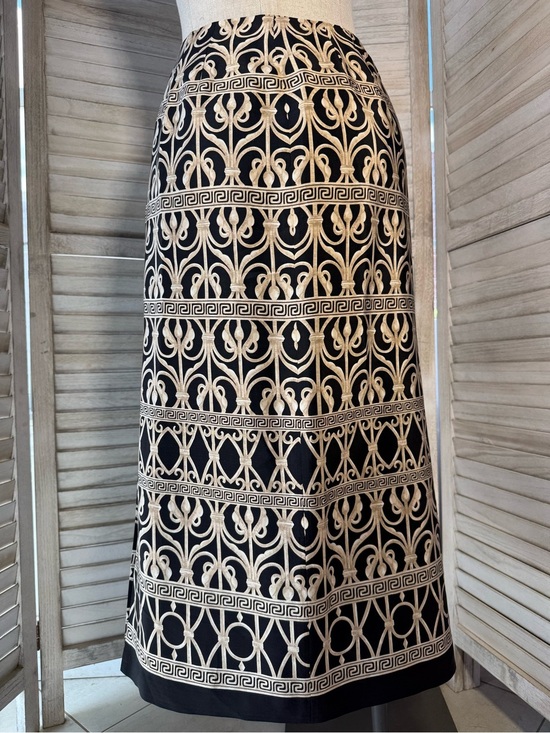 Talbots Dresses & Skirts - Talbots Black Maxi Skirt with Cream Embroidered Motif